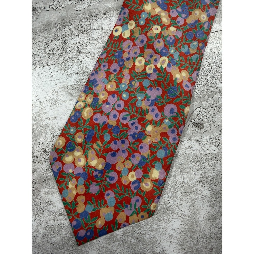 Liberty Cotton Tie Mens One Size Red Floral Pointed Necktie Woven England Cotton